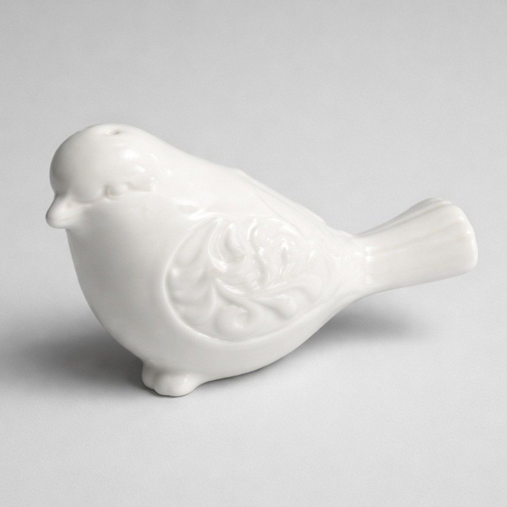 Pier 1 Bird Salt and Pepper Shakers OS White Excellent Ceramic Embossed - Picture 3 of 4